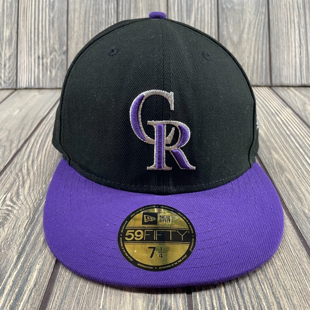 Colorado Rockies Hat Mens 7 1/4 Black Purple Fitted New Era Baseball MLB Men's